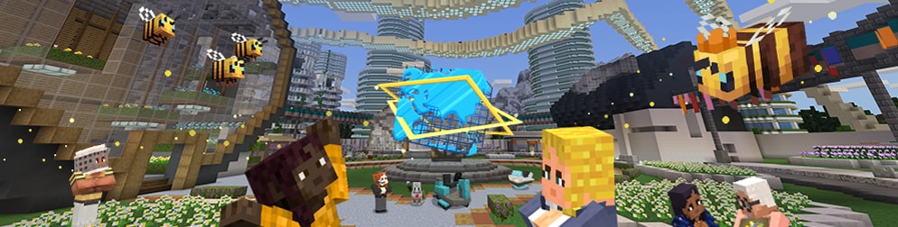 Minecraft characters attending a world's fair