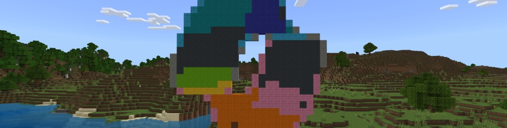 Microsoft Copilot logo recreated in Minecraft