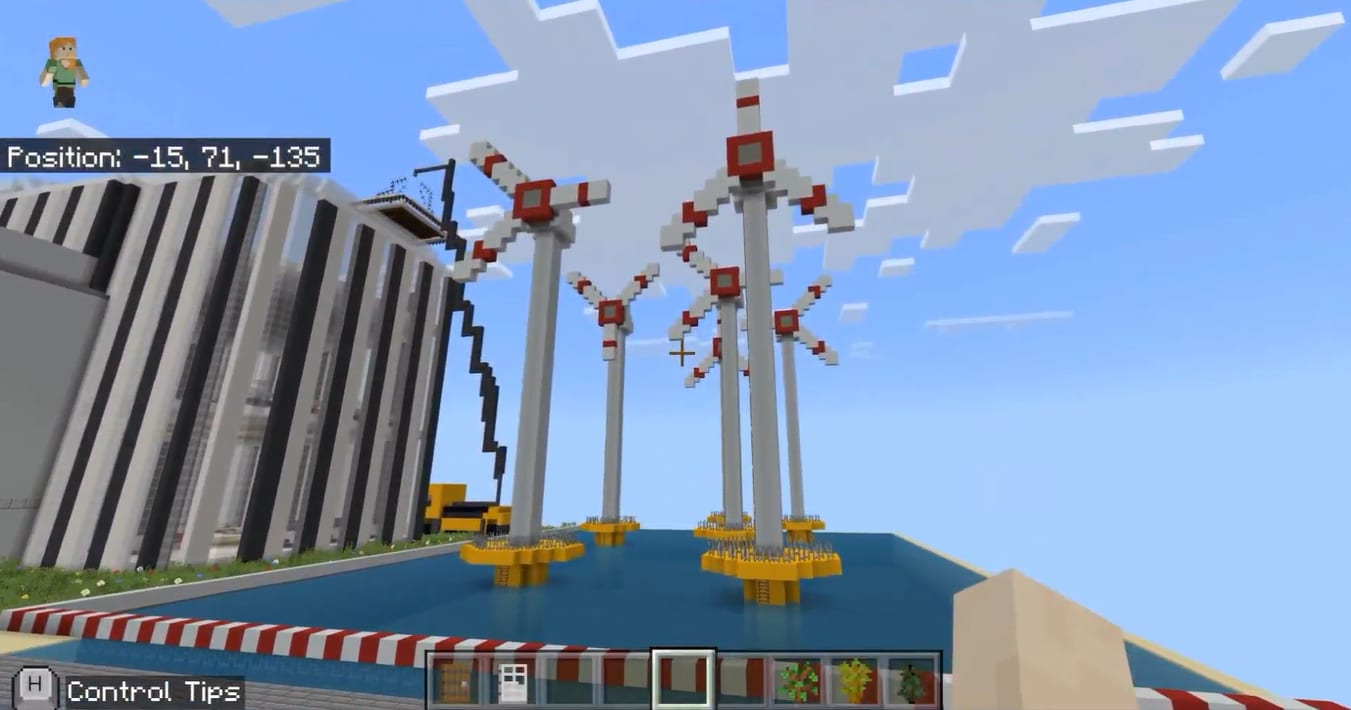 A wind farm built in Minecraft