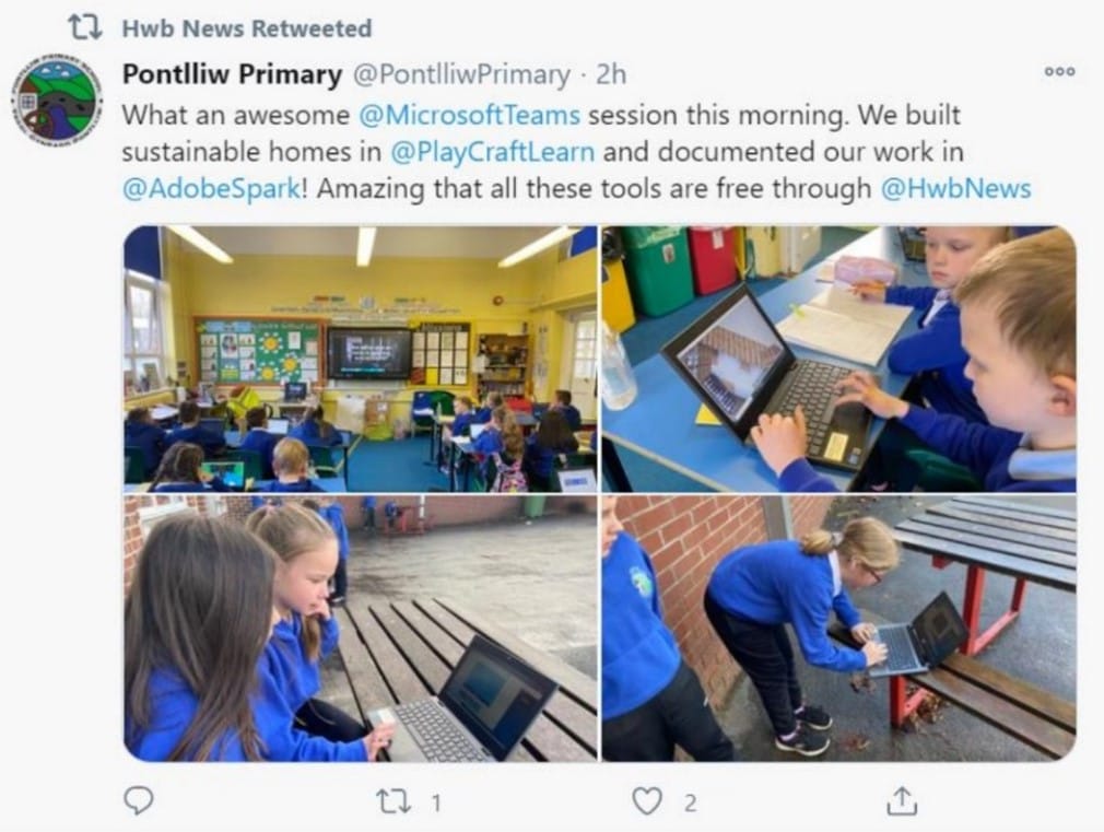 A school posts photos of their success with Mission Earth on Twitter