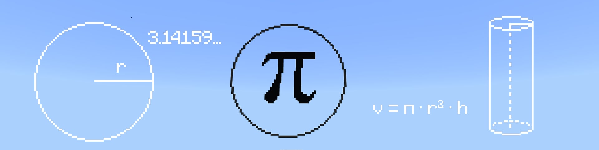 Pi symbol and math formulae created in Minecraft