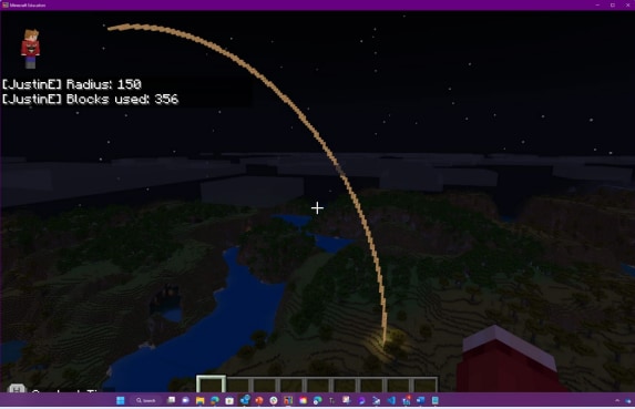 Calculating arcs in Minecraft