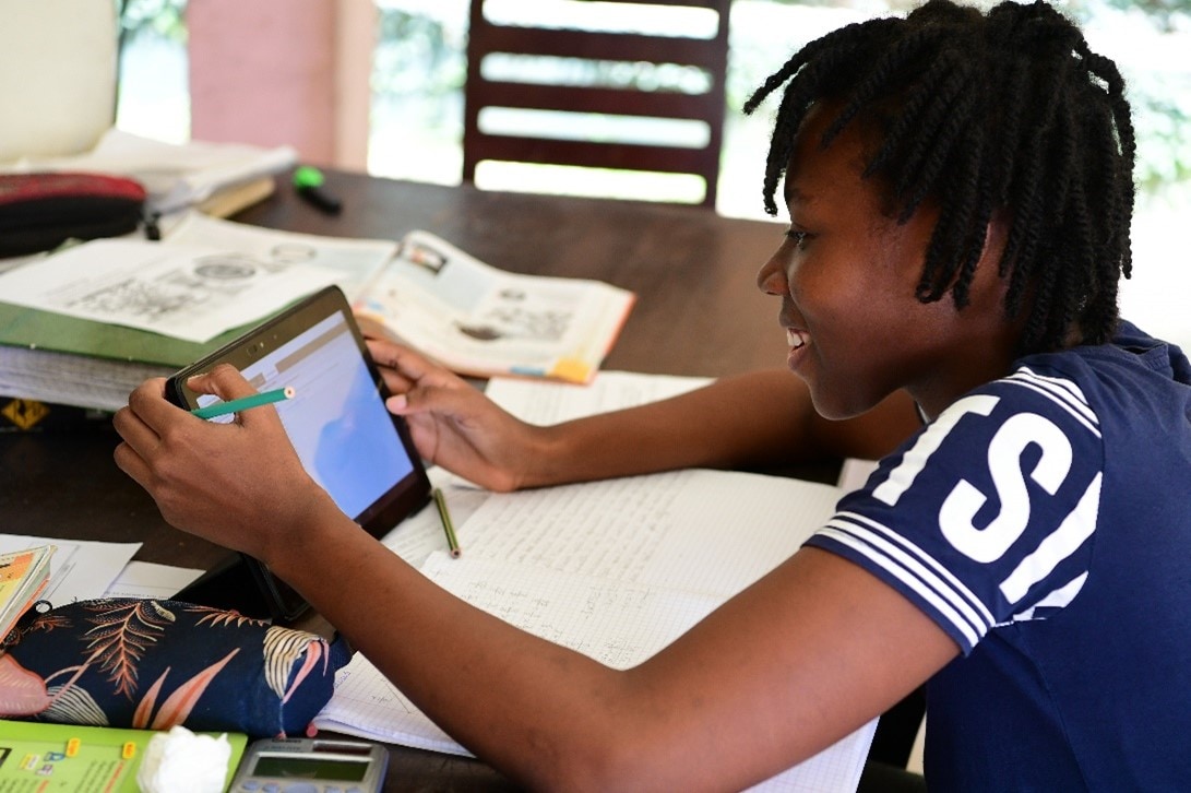 Student using a tablet device