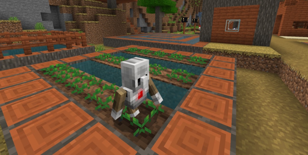 The Minecraft agent is used to plant rows of carrots