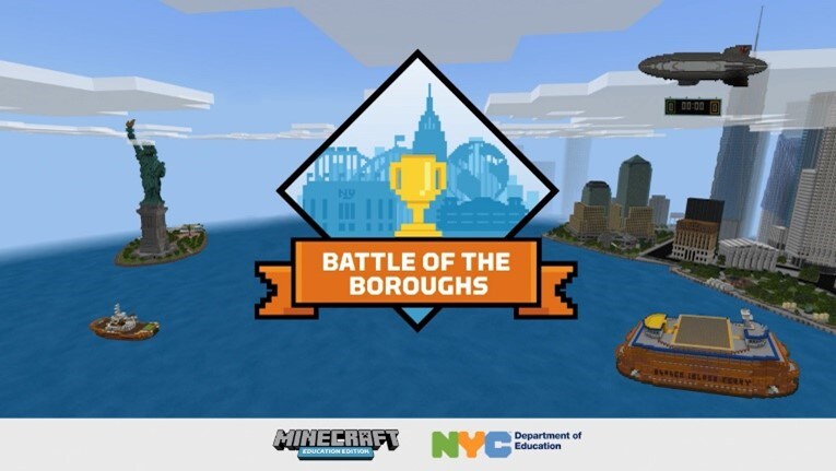 The Battle of the Boroughs esports event takes place in a New York City skyline.